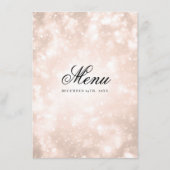 Roos gouden champagne bokeh elegante bruiloft menu (Achterkant)