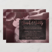 Roos Gouden Champagne Brunch & Bubbly Handschrift Kaart (Voorkant / Achterkant)