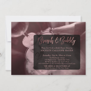 Roos Gouden Champagne Brunch & Bubbly Handschrift Kaart