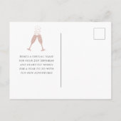 Roos gouden champagne toast 21ste verjaardag briefkaart (Achterkant)