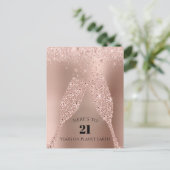 Roos gouden champagne toast 21ste verjaardag briefkaart (Staand voorkant)