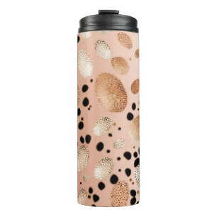 Roos Gouden Cheetah Glitter Thermische Tumbler 12o Thermosbeker