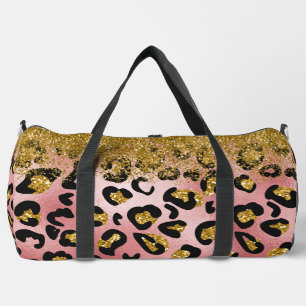 Roos gouden cheetah print met gouden glitter look plunjezak