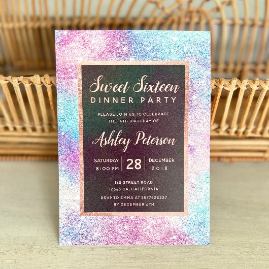 roos gouden chique nevel glitter typografie Sweet Kaart