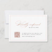 Roos gouden Classic Elegance Script QR code bruilo RSVP Kaartje (Voorkant)