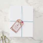 Roos gouden communie gunsten blush bloemen cadeaulabel (Met Touw)