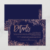 Roos gouden confetti bloemenbruiloft richting informatiekaartje (Voorkant / Achterkant)