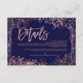 Roos gouden confetti bloemenbruiloft richting informatiekaartje (Voorkant)