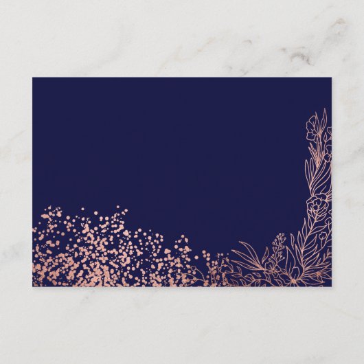 Roos gouden confetti bloemenbruiloft richting informatiekaartje (Achterkant)