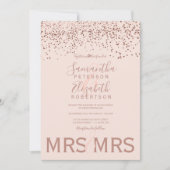 Roos gouden confetti blush roze lesbische bruiloft kaart (Voorkant)