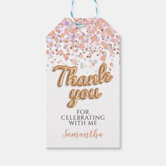 Roos Gouden Confetti Cadeau Labels Cadeaulabel (Voorkant)