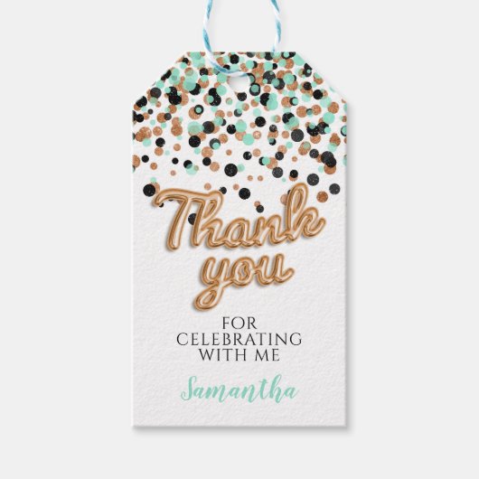 Roos Gouden Confetti Cadeau Labels Cadeaulabel (Voorkant)