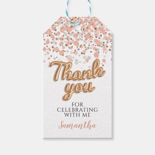 Roos Gouden Confetti Cadeau Labels Cadeaulabel (Voorkant)
