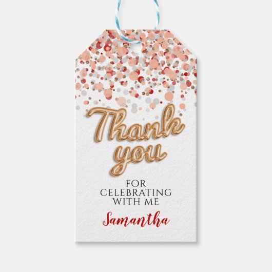 Roos Gouden Confetti Cadeau Labels Cadeaulabel (Voorkant)