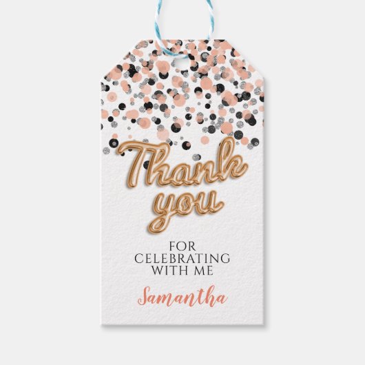 Roos Gouden Confetti Cadeaulabel (Voorkant)