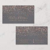 Roos gouden confetti cementhaar make-up typografie visitekaartje (Voorkant / Achterkant)