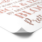 Roos Gouden Confetti Decoreren Blok Game Sign Poster (Hoek)