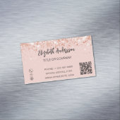 Roos gouden confetti elegante QR code Magnetisch Visitekaartje (Voorbeeld)