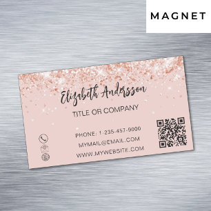 Roos gouden confetti elegante QR code Magnetisch Visitekaartje