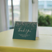 Roos gouden confetti emerald typografie bedankt kaart