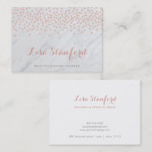 Roos gouden confetti en marmer visitekaartje (Voorkant / Achterkant)