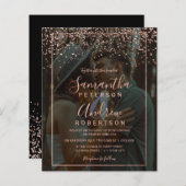 Roos gouden confetti foto zwart budget bruiloft (Voorkant / Achterkant)