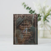 Roos gouden confetti foto zwart budget bruiloft (Staand voorkant)