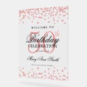 Roos Gouden Confetti Glitter 50ste Verjaardag Welk Acryl Bord (Hoek)