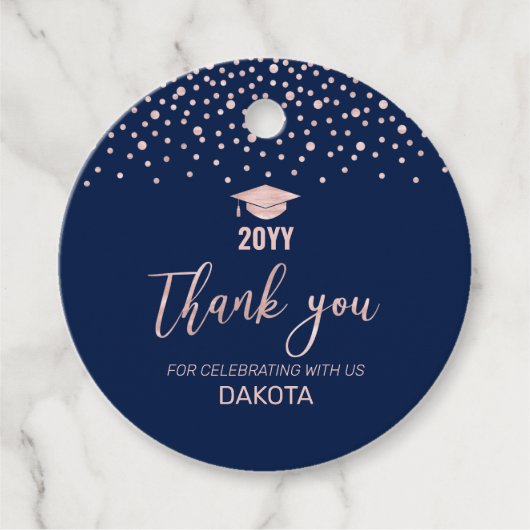 Roos gouden Confetti Graduation Party Dank u Bedankjes Labels (Voorkant)