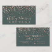 Roos gouden confetti groene chic typografie visitekaartje (Voorkant / Achterkant)