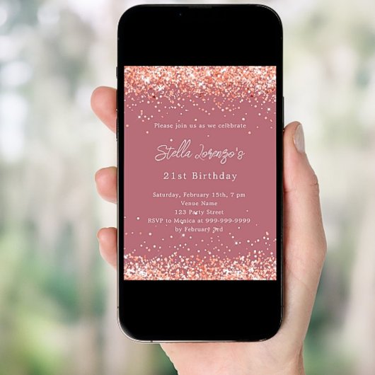 Roos gouden confetti luxe verjaardag kaart