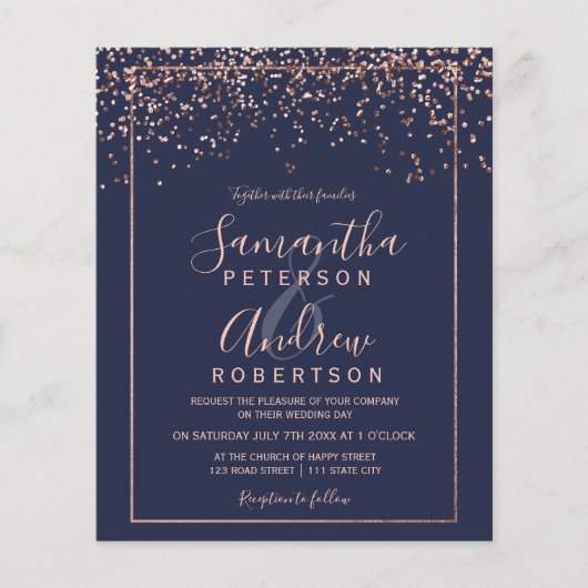 Roos gouden confetti marineblauw (Voorkant)