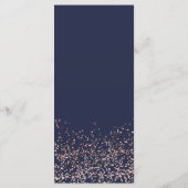 Roos gouden confetti marineblauw bruiloft menu (Achterkant)