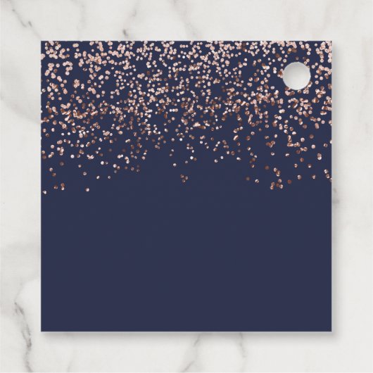 Roos gouden confetti marineblauw dank u baby showe bedankjes labels (Achterkant)