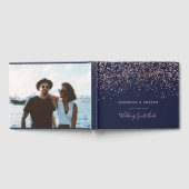 Roos gouden confetti marineblauw foto bruiloft gastenboek (Volledig)