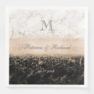 Roos gouden confetti marmering servet