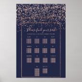 Roos gouden confetti marvy blue bruiloft - zeegaan poster (Voorkant)