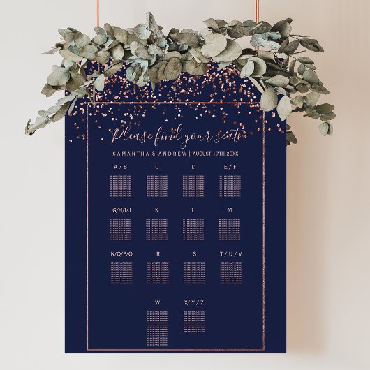 Roos gouden confetti marvy blue bruiloft - zeegaan poster