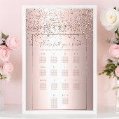 Roos gouden confetti metallic bruiloft poster