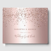 Roos gouden confetti metallic folie foto bruiloft gastenboek (Voorkant)