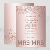 Roos gouden confetti metallic folie lesbische brui kaart (Voorkant / Achterkant)