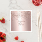 Roos gouden confetti metallic typografie bruiloft servet (Insitu)