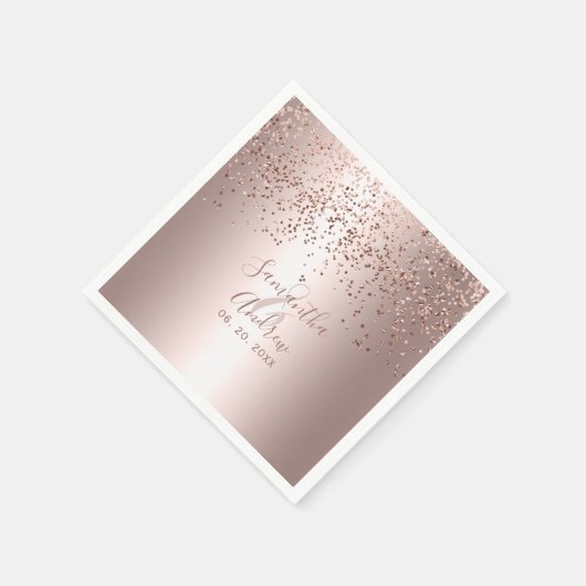 Roos gouden confetti metallic typografie bruiloft servet (Hoek)
