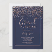 Roos gouden confetti navy typografie grote opening kaart (Voorkant)