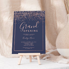 Roos gouden confetti navy typografie grote opening kaart