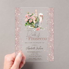 Roos Gouden Confetti Parels Prosecco Vrijgezellenf Acryl Uitnodigingen
