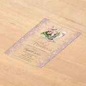 Roos Gouden Confetti Parels Prosecco Vrijgezellenf Acryl Uitnodigingen (Laagn)