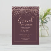 Roos gouden confetti rode typografie grote opening kaart (Staand voorkant)