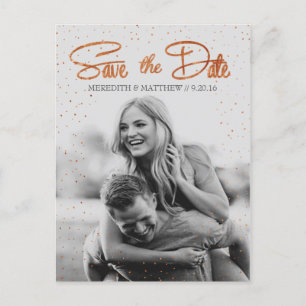 Roos Gouden Confetti Save the Date Briefkaart