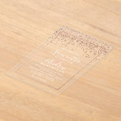 Roos gouden confetti typografie Clear Wedding Acryl Uitnodigingen (Laagn)